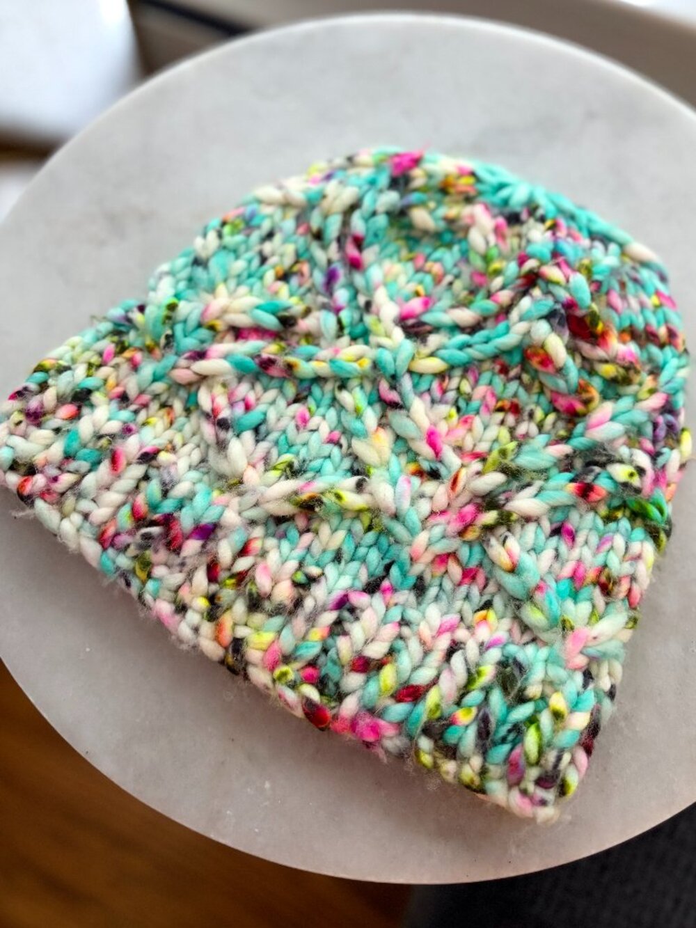 Bespoke Colorful Hand Knit Luxury Merino Wool Beanie With Braided Cables